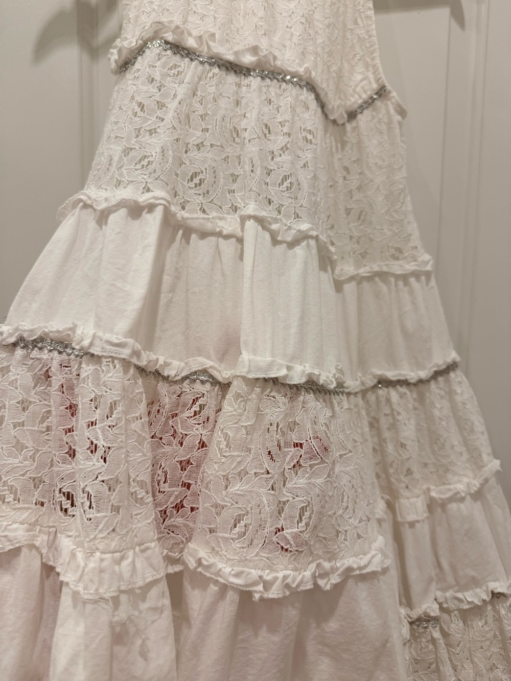 Tiered Lace Halter Dress in White - Picture 7 of 10